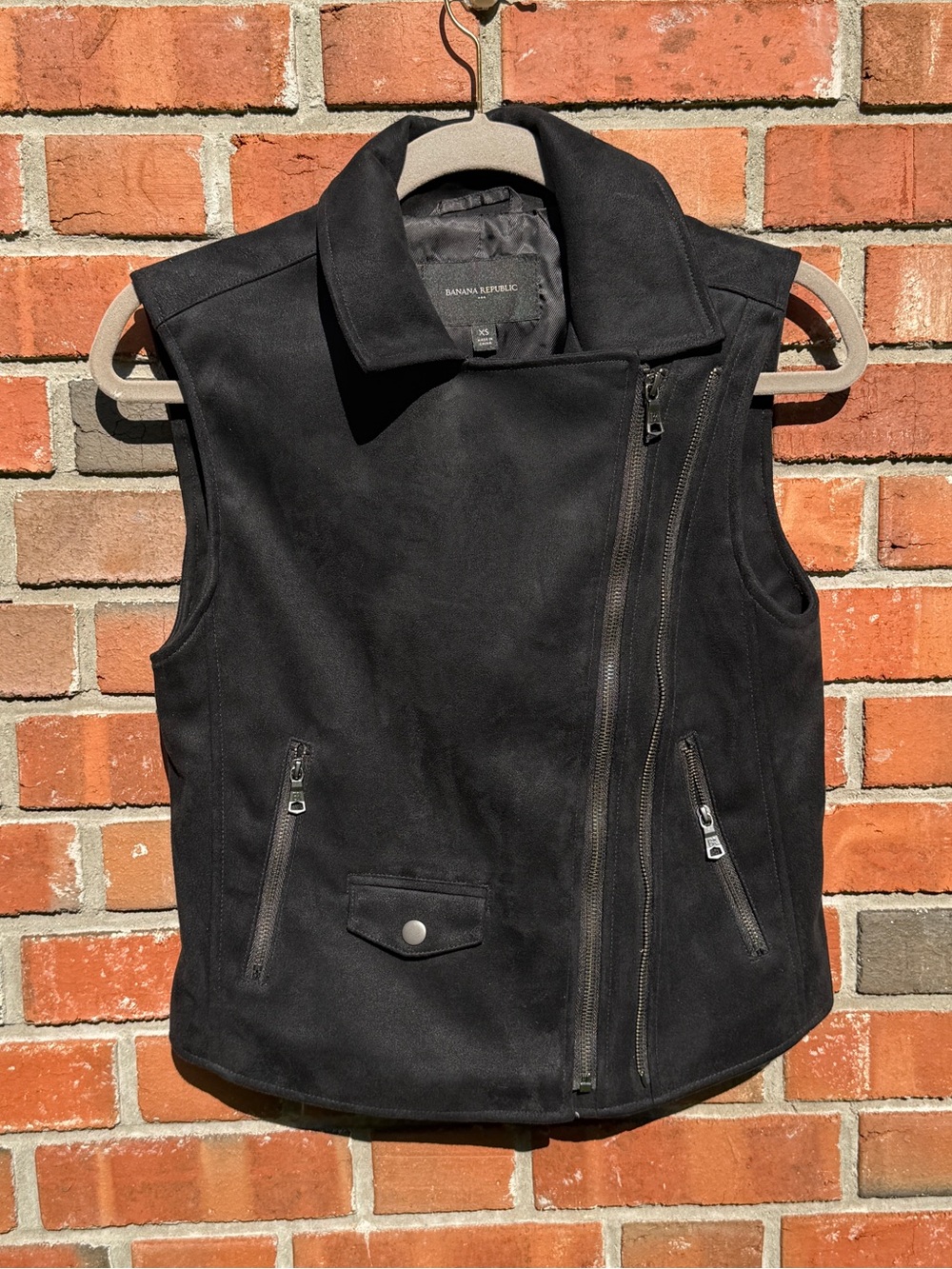 Banana Republic Black Vegan Suede Moto Jacket Size XS